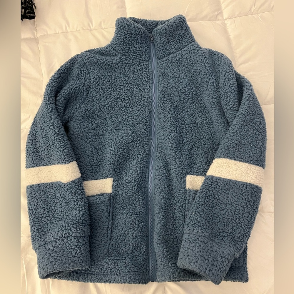Blue Sherpa Zip-Up Jacket